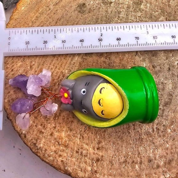 Adorable Forest Spirit Totoro In Bamboo Amethyst Tree Decor Figure - Picture 7 of 11